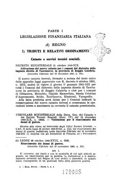 Rassegna di legislazione finanziaria italiana ed estera e di giurisprudenza tributaria