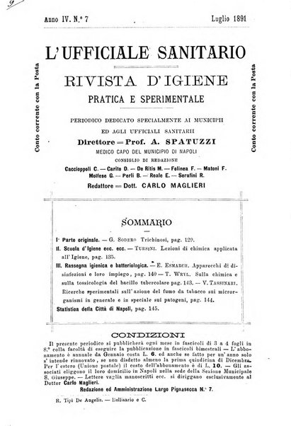 L'ufficiale sanitario rivista d'igiene pratica e sperimentale