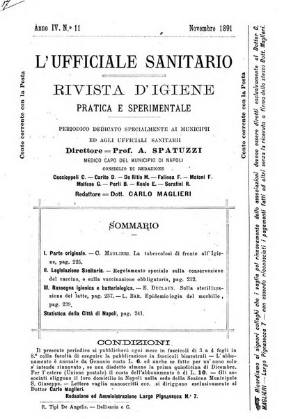 L'ufficiale sanitario rivista d'igiene pratica e sperimentale