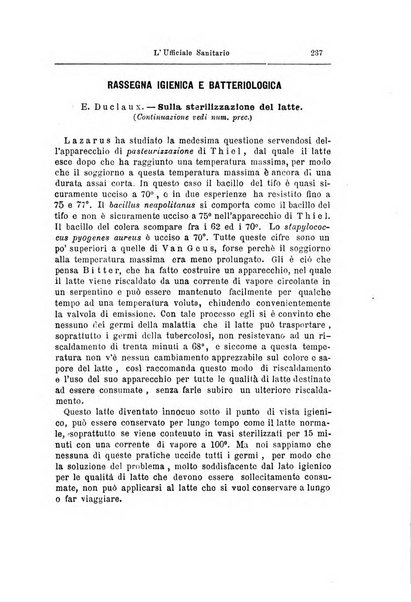 L'ufficiale sanitario rivista d'igiene pratica e sperimentale