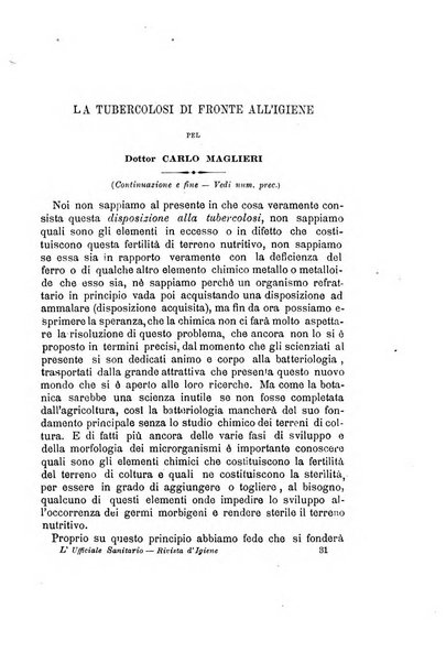 L'ufficiale sanitario rivista d'igiene pratica e sperimentale