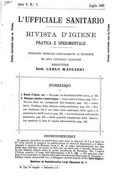 L'ufficiale sanitario rivista d'igiene pratica e sperimentale