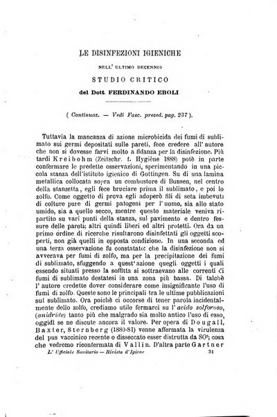 L'ufficiale sanitario rivista d'igiene pratica e sperimentale