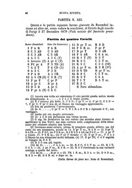 Nuova rivista degli scacchi periodico mensile compilato da una società di dilettanti