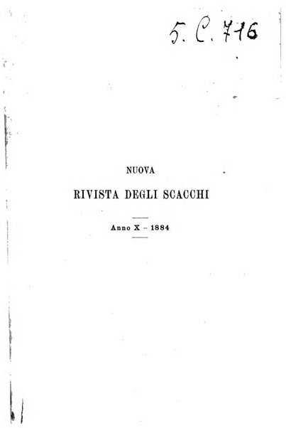 Nuova rivista degli scacchi periodico mensile compilato da una società di dilettanti