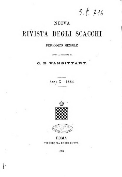 Nuova rivista degli scacchi periodico mensile compilato da una società di dilettanti