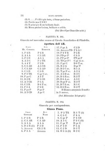 Nuova rivista degli scacchi periodico mensile compilato da una società di dilettanti