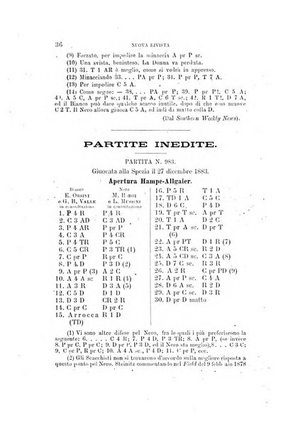 Nuova rivista degli scacchi periodico mensile compilato da una società di dilettanti