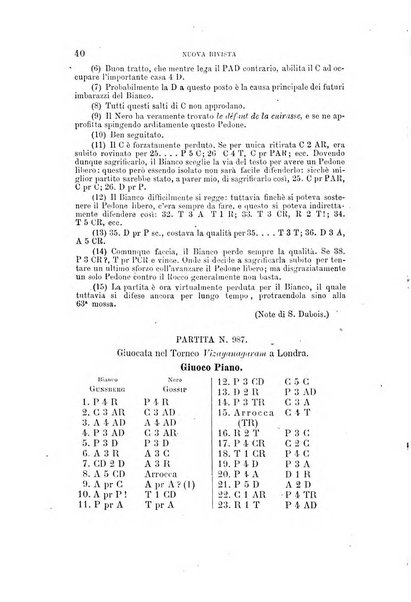 Nuova rivista degli scacchi periodico mensile compilato da una società di dilettanti