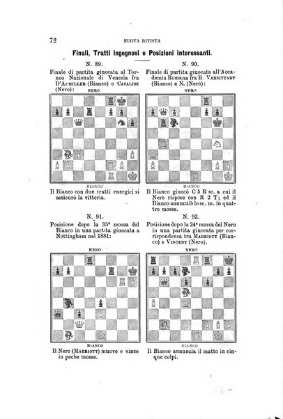 Nuova rivista degli scacchi periodico mensile compilato da una società di dilettanti
