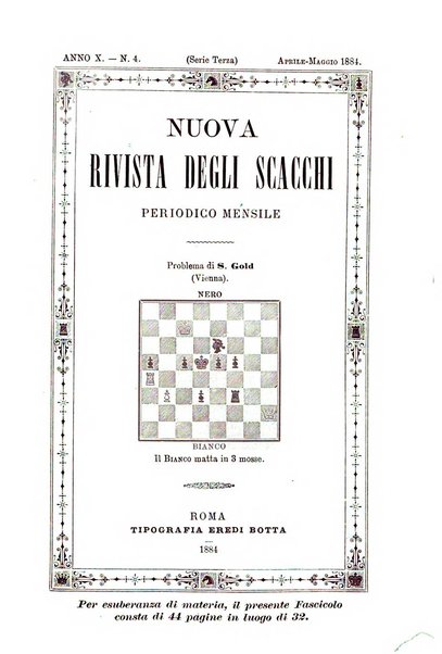 Nuova rivista degli scacchi periodico mensile compilato da una società di dilettanti