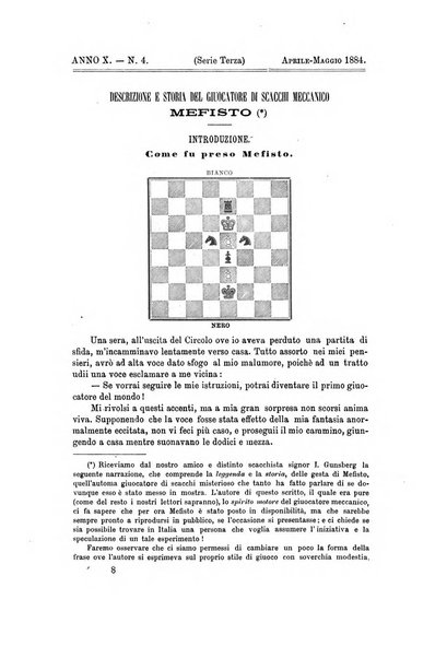 Nuova rivista degli scacchi periodico mensile compilato da una società di dilettanti