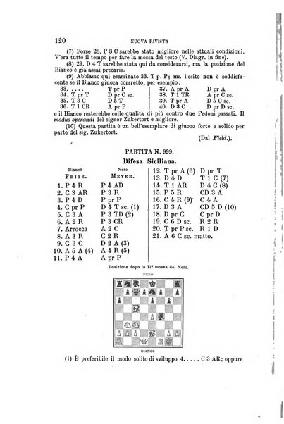 Nuova rivista degli scacchi periodico mensile compilato da una società di dilettanti