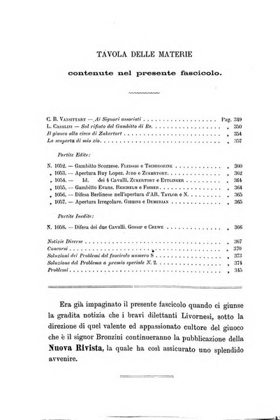 Nuova rivista degli scacchi periodico mensile compilato da una società di dilettanti