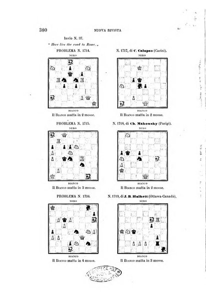 Nuova rivista degli scacchi periodico mensile compilato da una società di dilettanti