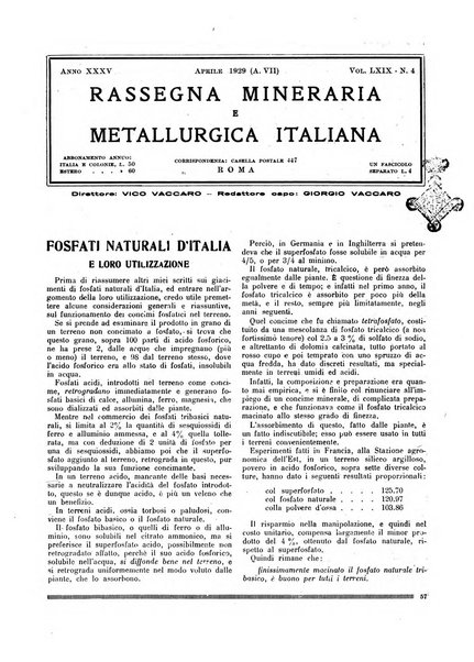 Rassegna mineraria e metallurgica italiana organo ufficiale dell'Associazione di cultura fra i tecnici metallurgici e minerari italiani