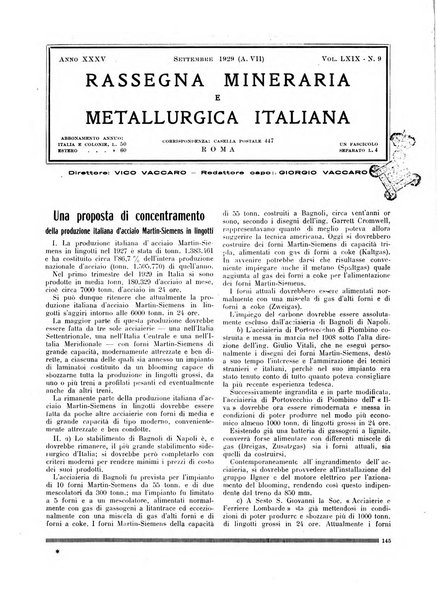 Rassegna mineraria e metallurgica italiana organo ufficiale dell'Associazione di cultura fra i tecnici metallurgici e minerari italiani