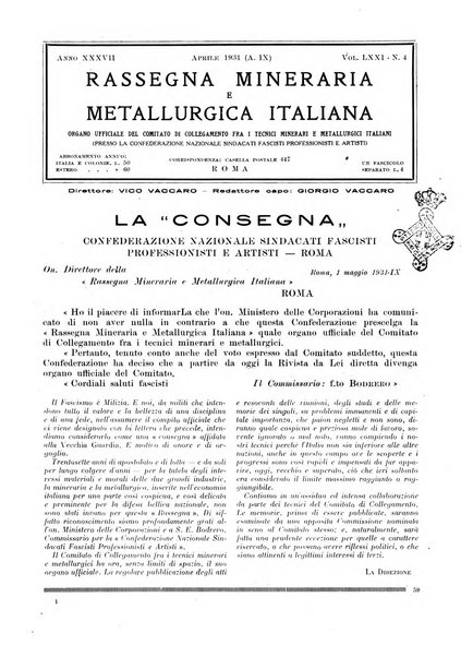 Rassegna mineraria e metallurgica italiana organo ufficiale dell'Associazione di cultura fra i tecnici metallurgici e minerari italiani