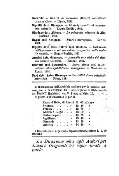 Archivio italiano per le malattie nervose e più particolarmente per le alienazioni mentali organo della Società freniatrica italiana <1874-1891>