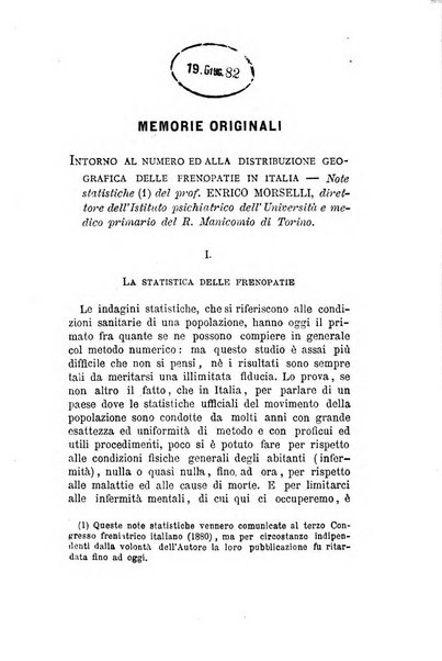 Archivio italiano per le malattie nervose e più particolarmente per le alienazioni mentali organo della Società freniatrica italiana <1874-1891>