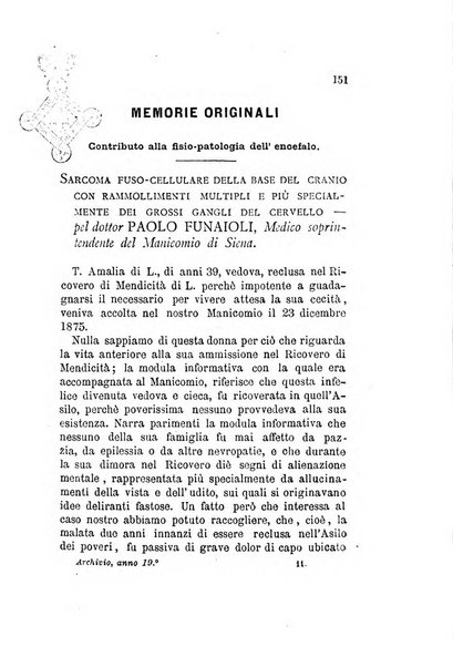 Archivio italiano per le malattie nervose e più particolarmente per le alienazioni mentali organo della Società freniatrica italiana <1874-1891>