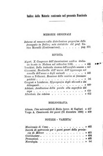 Archivio italiano per le malattie nervose e più particolarmente per le alienazioni mentali organo della Società freniatrica italiana <1874-1891>