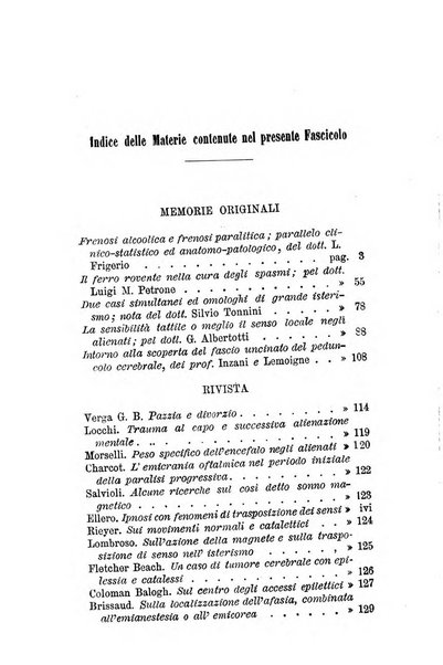 Archivio italiano per le malattie nervose e più particolarmente per le alienazioni mentali organo della Società freniatrica italiana <1874-1891>