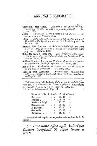 Archivio italiano per le malattie nervose e più particolarmente per le alienazioni mentali organo della Società freniatrica italiana <1874-1891>