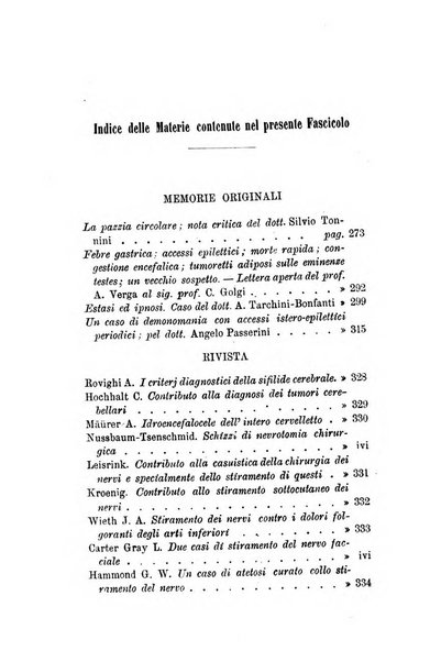 Archivio italiano per le malattie nervose e più particolarmente per le alienazioni mentali organo della Società freniatrica italiana <1874-1891>