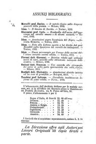 Archivio italiano per le malattie nervose e più particolarmente per le alienazioni mentali organo della Società freniatrica italiana <1874-1891>