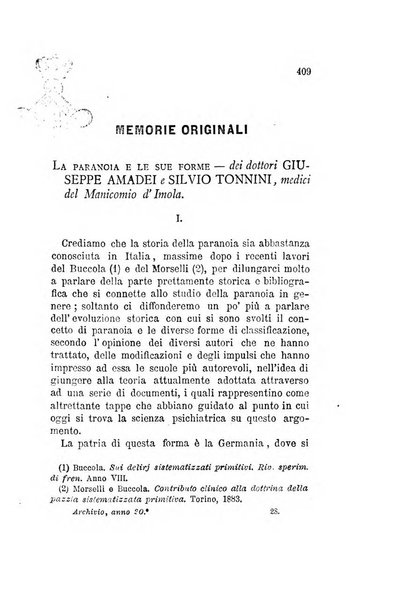 Archivio italiano per le malattie nervose e più particolarmente per le alienazioni mentali organo della Società freniatrica italiana <1874-1891>