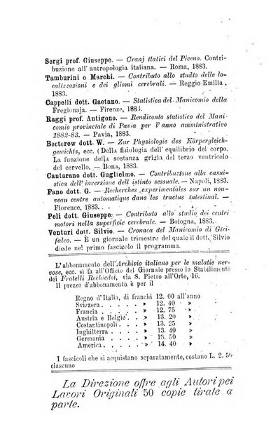 Archivio italiano per le malattie nervose e più particolarmente per le alienazioni mentali organo della Società freniatrica italiana <1874-1891>