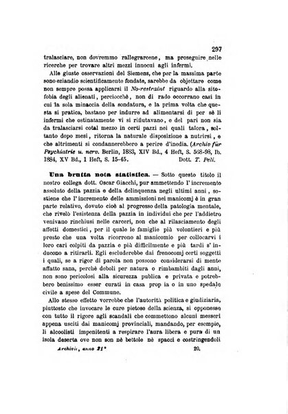 Archivio italiano per le malattie nervose e più particolarmente per le alienazioni mentali organo della Società freniatrica italiana <1874-1891>