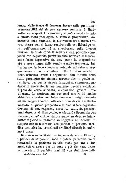 Archivio italiano per le malattie nervose e più particolarmente per le alienazioni mentali organo della Società freniatrica italiana <1874-1891>