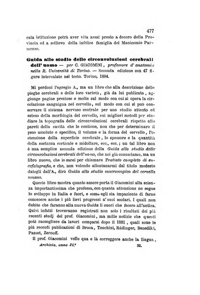 Archivio italiano per le malattie nervose e più particolarmente per le alienazioni mentali organo della Società freniatrica italiana <1874-1891>