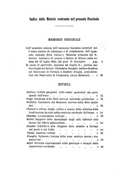 Archivio italiano per le malattie nervose e più particolarmente per le alienazioni mentali organo della Società freniatrica italiana <1874-1891>