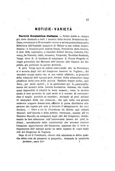 Archivio italiano per le malattie nervose e più particolarmente per le alienazioni mentali organo della Società freniatrica italiana <1874-1891>