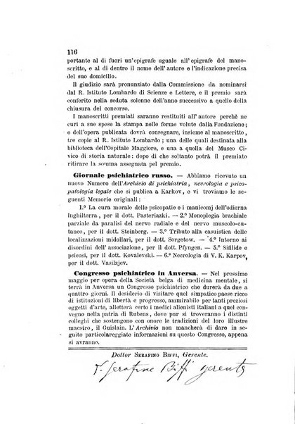 Archivio italiano per le malattie nervose e più particolarmente per le alienazioni mentali organo della Società freniatrica italiana <1874-1891>