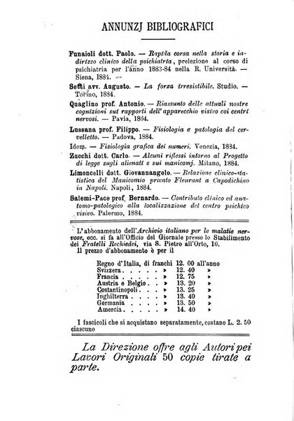 Archivio italiano per le malattie nervose e più particolarmente per le alienazioni mentali organo della Società freniatrica italiana <1874-1891>