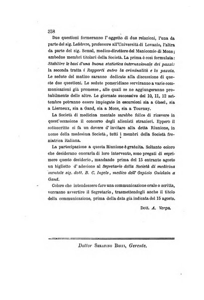 Archivio italiano per le malattie nervose e più particolarmente per le alienazioni mentali organo della Società freniatrica italiana <1874-1891>