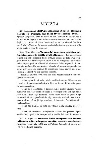 Archivio italiano per le malattie nervose e più particolarmente per le alienazioni mentali organo della Società freniatrica italiana <1874-1891>