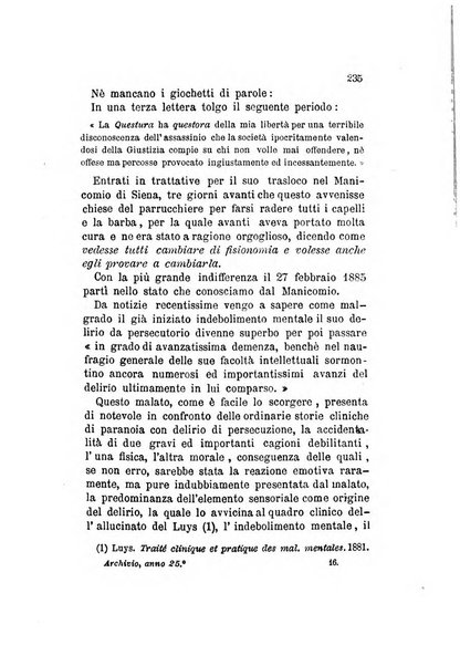 Archivio italiano per le malattie nervose e più particolarmente per le alienazioni mentali organo della Società freniatrica italiana <1874-1891>