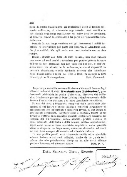 Archivio italiano per le malattie nervose e più particolarmente per le alienazioni mentali organo della Società freniatrica italiana <1874-1891>