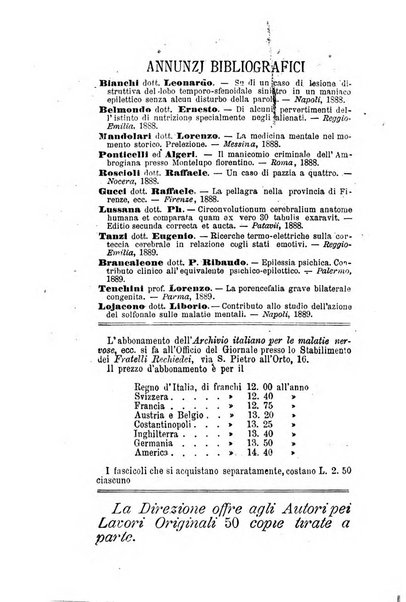 Archivio italiano per le malattie nervose e più particolarmente per le alienazioni mentali organo della Società freniatrica italiana <1874-1891>