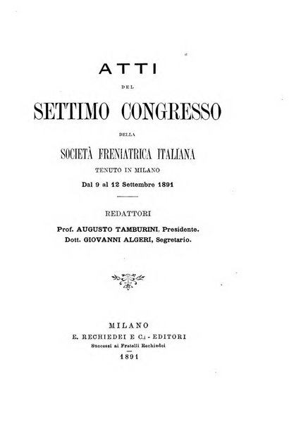 Archivio italiano per le malattie nervose e più particolarmente per le alienazioni mentali organo della Società freniatrica italiana <1874-1891>