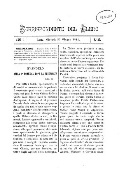 Il corrispondente del clero