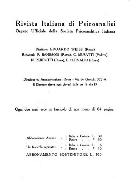 Rivista italiana di psicoanalisi organo ufficiale della Società psicoanalitica italiana