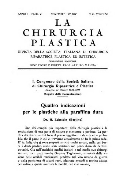 La chirurgia plastica rivista della Societa italiana di chirurgia riparatrice plastica ed estetica