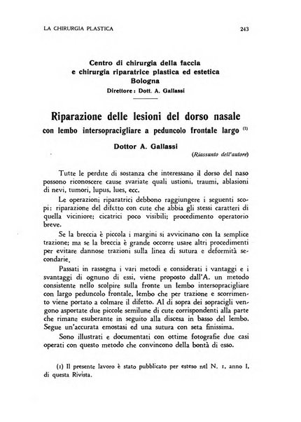 La chirurgia plastica rivista della Societa italiana di chirurgia riparatrice plastica ed estetica