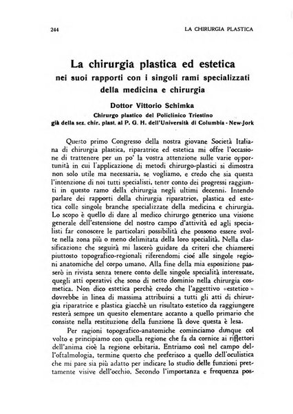 La chirurgia plastica rivista della Societa italiana di chirurgia riparatrice plastica ed estetica